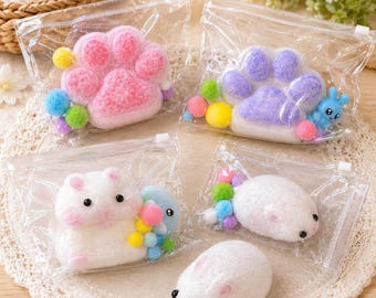Kawaii Squishy Fidget Toy, Hamster Bunny Paw Print Stress Relief Squishy, Cute Desk Buddy, Sensory Gift, Party Favor