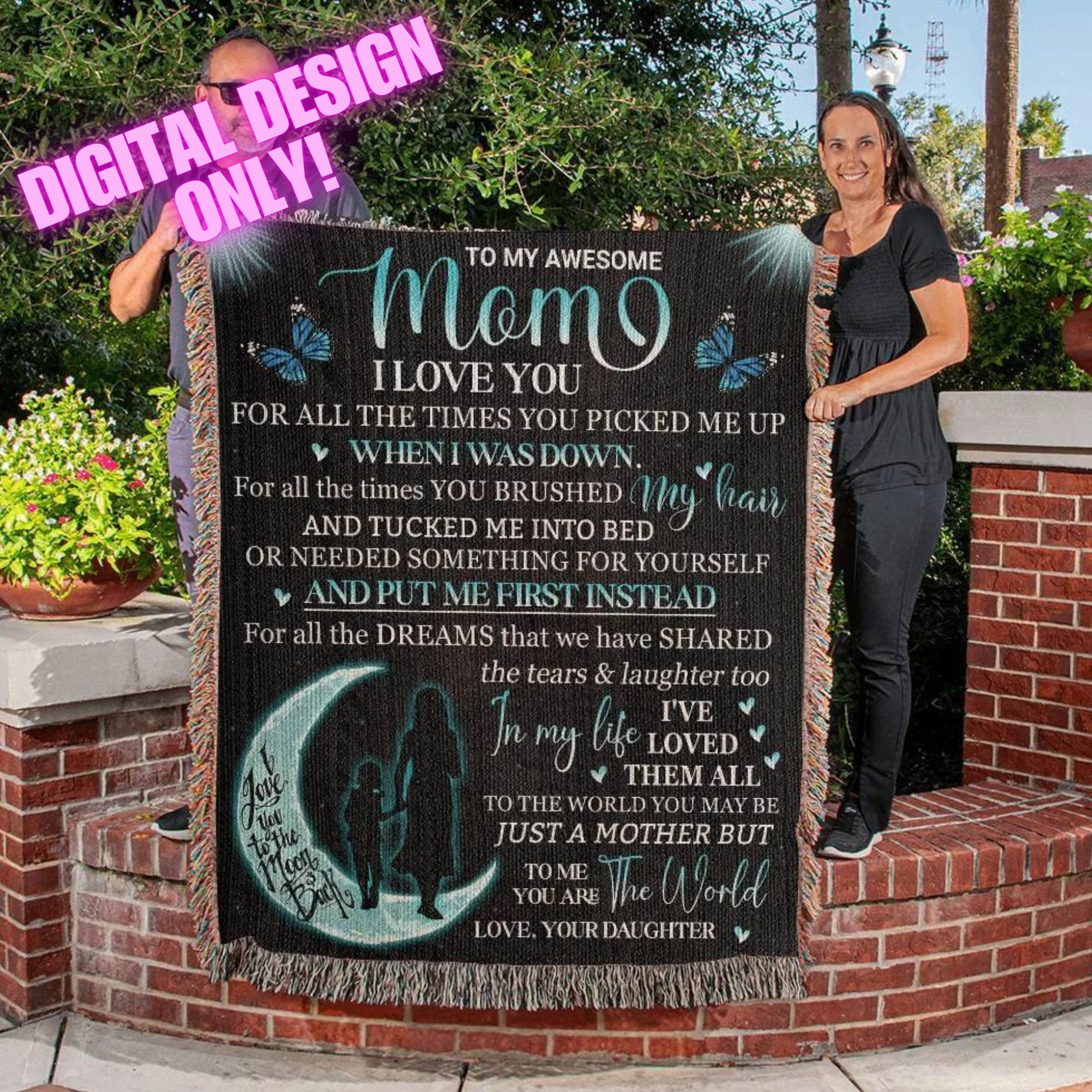 POD Blanket Design, Done For You Blanket with Mockups, POD Business Blanket Design, Heartfelt Awesome Mom Blanket Design