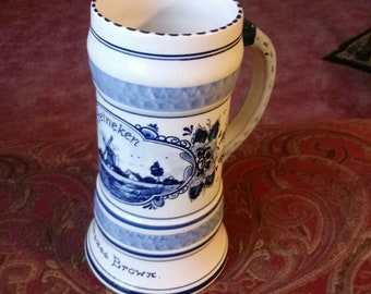 Blue Delft Hand Painted Porcelain Stein