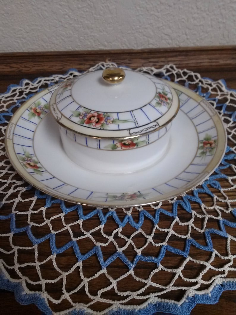 Hand Painted Nippon Serving Dish With Lid Etsy