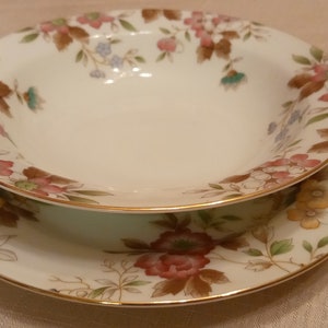 Vintage &quot;Cherry China&quot; Small Bowl and Plate-Made in Occupied Japan