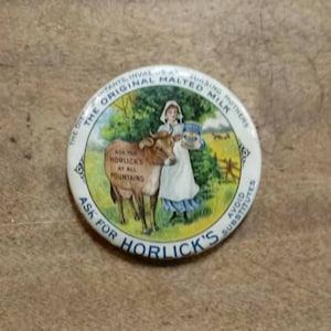 Antique Advertising Pocket Mirror-Horlick&#39;s Malted Milk