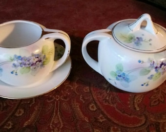 Hand Painted Nippon Sugar and Creamer Set