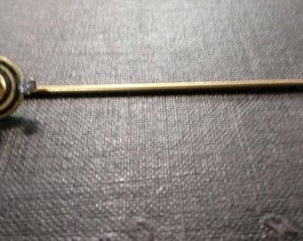 Art Deco Stick Pin with Cultured Pearl and Diamond Chip