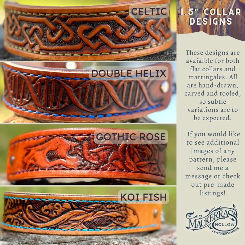 Tooled Leather Martingale Collar MADE TO ORDER 1.5 Etsy