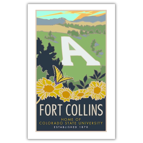 Fort Collins Colorado Skyline Poster Art Print CO Version 1 Etsy