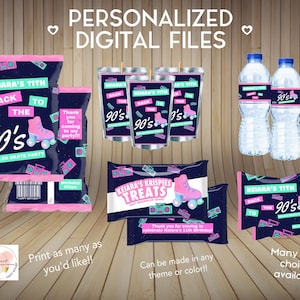 90s Skate Party Birthday Treats, Chip Bags, Fruit Snacks, Custom Party Favors, Digital File, Rice Krispy PERSONALIZED