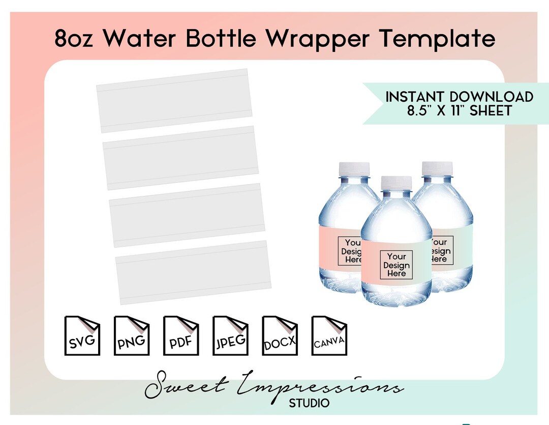 Mini Water Bottle Wrapper Template Blank Template Svg Png pdf Mini Water Bottle Wrapper Template Blank Template Svg Png pdf