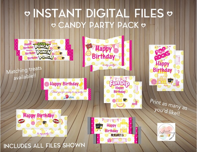 Lemonade Stand Pink and Yellow Candy Party Pack INSTANT Etsy