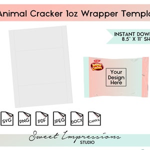 Animal Cookies Wrapper Template | Blank Template | svg, png,pdf, jpeg, docx, canva | DIY Printable | 1oz Package Size | INSTANT DOWNLOAD
