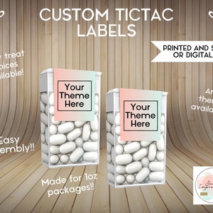 TicTac Labels | Custom Prints or Digital File | Birthday, Baby Shower, Wedding Treats | Personalized Party Favors | ANY THEME