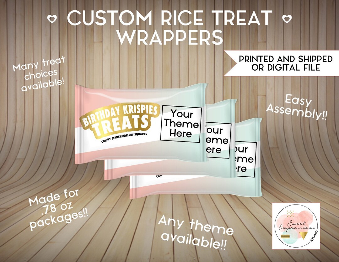 Custom Rice Treat Prints or Digital File Birthday, Baby Shower, Wedding ...
