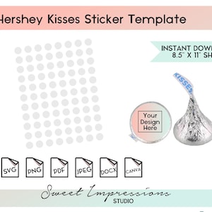 Chocolate Kiss Sticker Template | Blank Template | svg, png,pdf, jpeg, docx, canva | DIY Printable | Standard Size | INSTANT DOWNLOAD