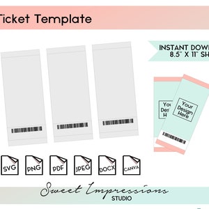Ticket Vorlage | Leere Vorlage | svg, png,pdf, jpeg, docx, canva | DIY Printable | Einladung | Urlaubsticket | SOFORT-DATEI