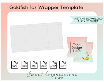 Goldfish Snack Wrapper Template | Blank Template | svg, png,pdf, jpeg, docx, canva | DIY Printable | 1oz Size | INSTANT DOWNLOAD