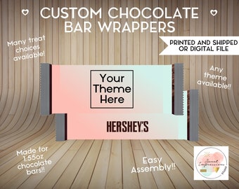 Chocolate Bar Wrapper | Custom Prints or Digital File | Birthday, Baby Shower, Wedding Treats | Personalized Party Favor | ANY THEME