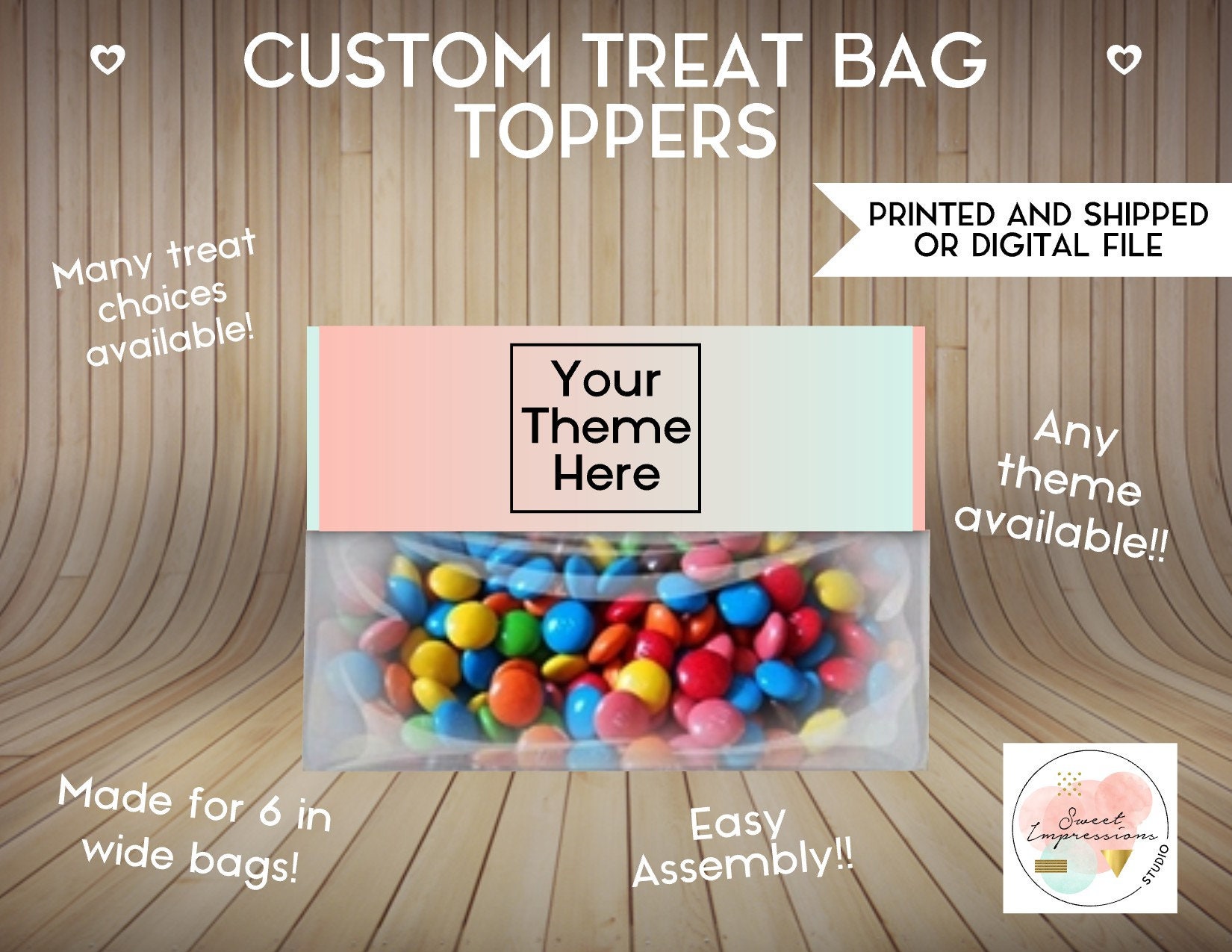 Treat Bag Topper | Custom Prints or Digital File | Birthday, Baby Shower, Wedding Treats | Personalized Party Favors | ANY THEME