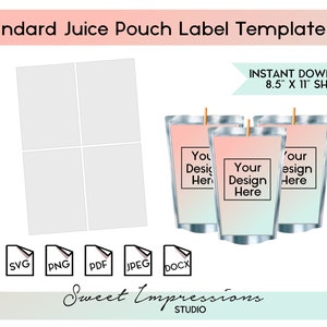 Juice Pouch Template | Blank Template | svg, png,pdf, jpeg, docx, canva | DIY Printable | Standard Juice Size | INSTANT DOWNLOAD