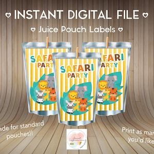 Safari Party, Juice Capri Sun Label Digital File, Instant Download, Birthday Treats NOT PERSONALIZED