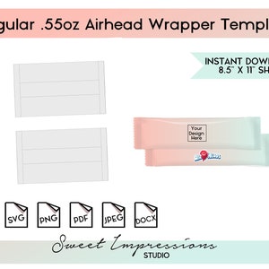 Airhead Candy Wrapper Template | Blank Template | svg, png,pdf, jpeg, docx, canva | DIY Printable | .55oz Standard Size