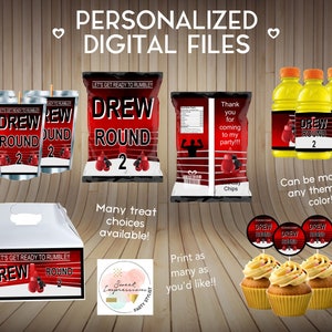 Boxing Ring Party Birthday Treats, Chip Bags, Fruit Snacks, Custom Party Favors, Digital File, Rice Krispy PERSONALIZED
