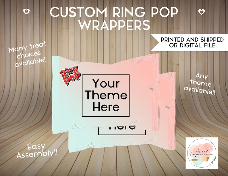 Pop Wrapping Ring Pop Candy Wrapper | Custom Prints or Digital File | Birthday, Baby ...