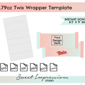 Chocolate Bar Wrapper Template | Blank Template | svg, png,pdf, jpeg, docx, canva | DIY Printable | Standard 1.79oz Size | INSTANT DOWNLOAD