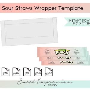 Sour Straws Wrapper Template | Blank Template | svg, png,pdf, jpeg, docx, canva | DIY Printable | 2oz Standard Size | INSTANT DOWNLOAD
