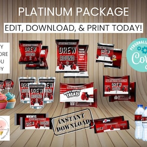 Boxing Ring Platinum Party Pack | EDITABLE | Instant Access | Party Treats | Digital File | Corjl Template Download | 10 Treat Files