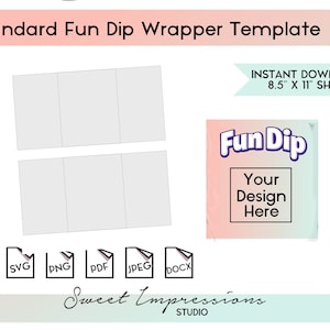 Fun Dip Wrapper Template | Blank Template | svg, png,pdf, jpeg, docx, canva | DIY Printable | Standard Size | INSTANT DOWNLOAD