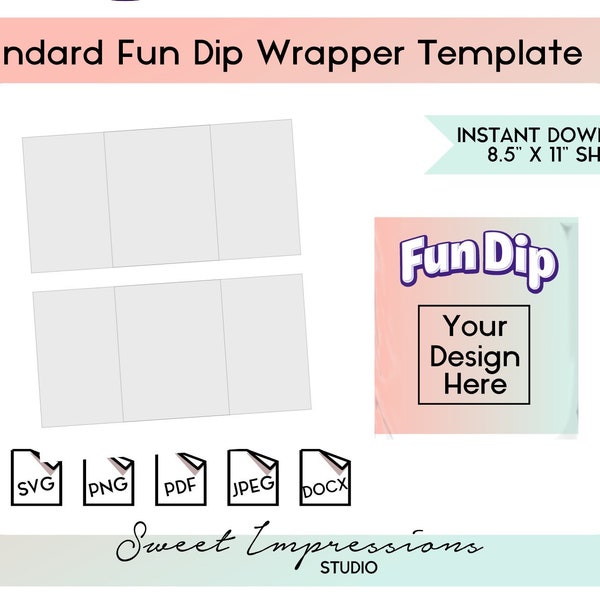 Fun Dip Wrapper Template | Blank Template | svg, png,pdf, jpeg, docx, canva | DIY Printable | Standard Size | INSTANT DOWNLOAD