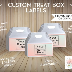 Gable Box Label | Custom Prints or Digital File | Birthday, Baby Shower, Wedding Treats | Treat Box | Personalized Party Favors | ANY THEME