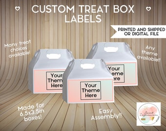 Custom Gable Box Label Prints or Digital File | Birthday, Baby Shower, Wedding Treats | Treat Box | Personalized Party Favors | ANY THEME