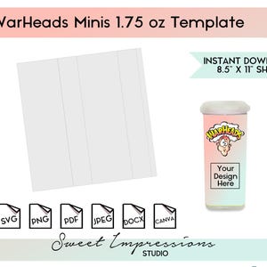Sour Minis Candy Label Template | Blank Template | svg, png,pdf, jpeg, docx, canva | DIY Printable | 1.75 oz Size | INSTANT FILE