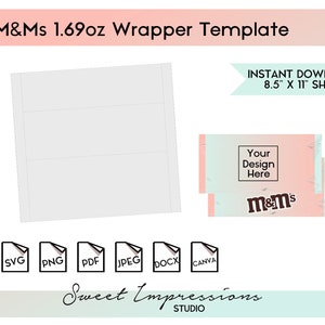M&Ms Package Wrapper Template | Blank Template | svg, png,pdf, jpeg, docx, canva | DIY Printable | 1.69oz Size | INSTANT DOWNLOAD