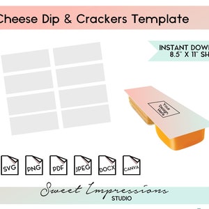 Cheese Dip & Crackers Label Template | Blank Template | svg, png,pdf, jpeg, docx, canva | DIY Printable | .95oz Package Size | INSTANT FILE