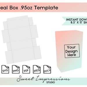 Cereal Box Wrapper Template | Blank Template | svg, png,pdf, jpeg, docx, canva | DIY Printable | .95oz Box Size | INSTANT DOWNLOAD