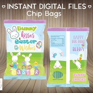 Easter Bunny Chip Bags Digital File, Instant Download,  Treats NOT PERSONALIZED