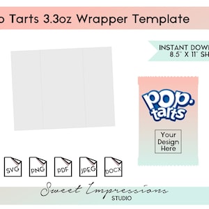 Pop Tarts Wrapper Template | Blank Template | svg, png,pdf, jpeg, docx, canva | DIY Printable | 3.3oz Size