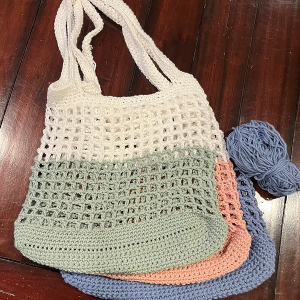 Handmade Crochet Market Bag in 100% Cotton - Sustainable and Stylish Tote for Eco-Friendly Shopping.