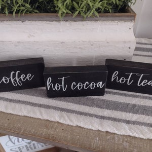Set of 3 Beverage Sign, Beverage Signs, Coffee, Tea, Hot Cocoa Sign ...