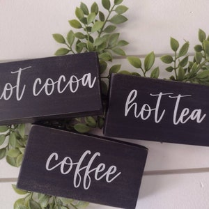 Set of 3 Beverage Sign, Beverage Signs, Coffee, Tea, Hot Cocoa Sign ...