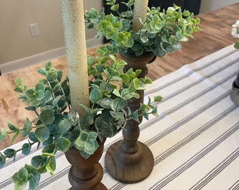 Cottage or Farmhouse Style Set of 2 Eucalyptus Taper Candle Rings