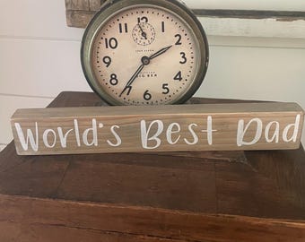 World's Best Dad Hand Painted Wood Sign for Home or Office, Personalized Gift for Dad