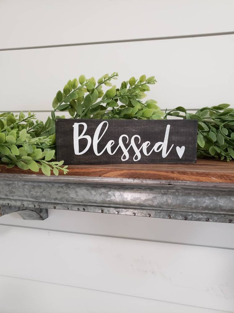 Grateful Thankful Blessed' Framed Wooden Sign Farmhouse Rustic Handmade