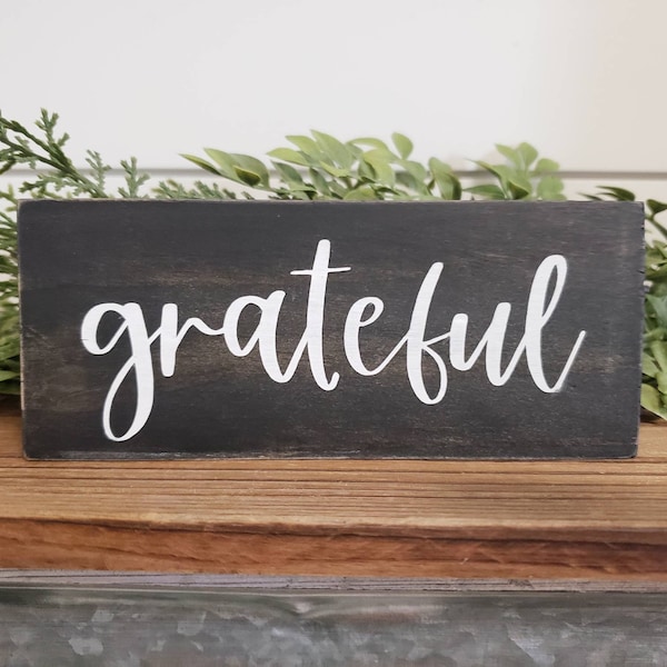 Grateful Wood Block Sign, Grateful Sign, Thanksgiving Decor, Thanksgiving Hostess Gift, Gift Under 10, Friend Gift, Home Decor