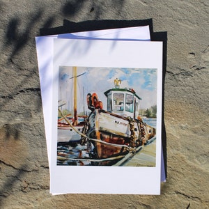 Lobster Boat Greeting Card / J. Joanne Meade watercolor / Maine