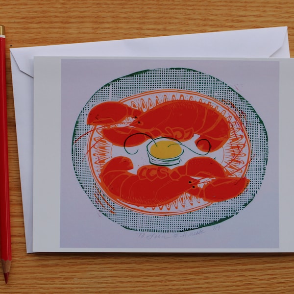 Lobsters Greeting Card / Maine artist Holly Meade print