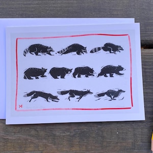 Carte de voeux Moving Right Along / Gravure sur bois Holly Meade