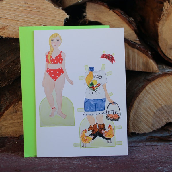 Common Ground Fair T-shirt Paper Doll Greeting Card / Brooklin, Maine / Watercolor / Holly Meade's T-shirt